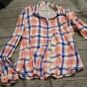 Plaid button down shirt, size small